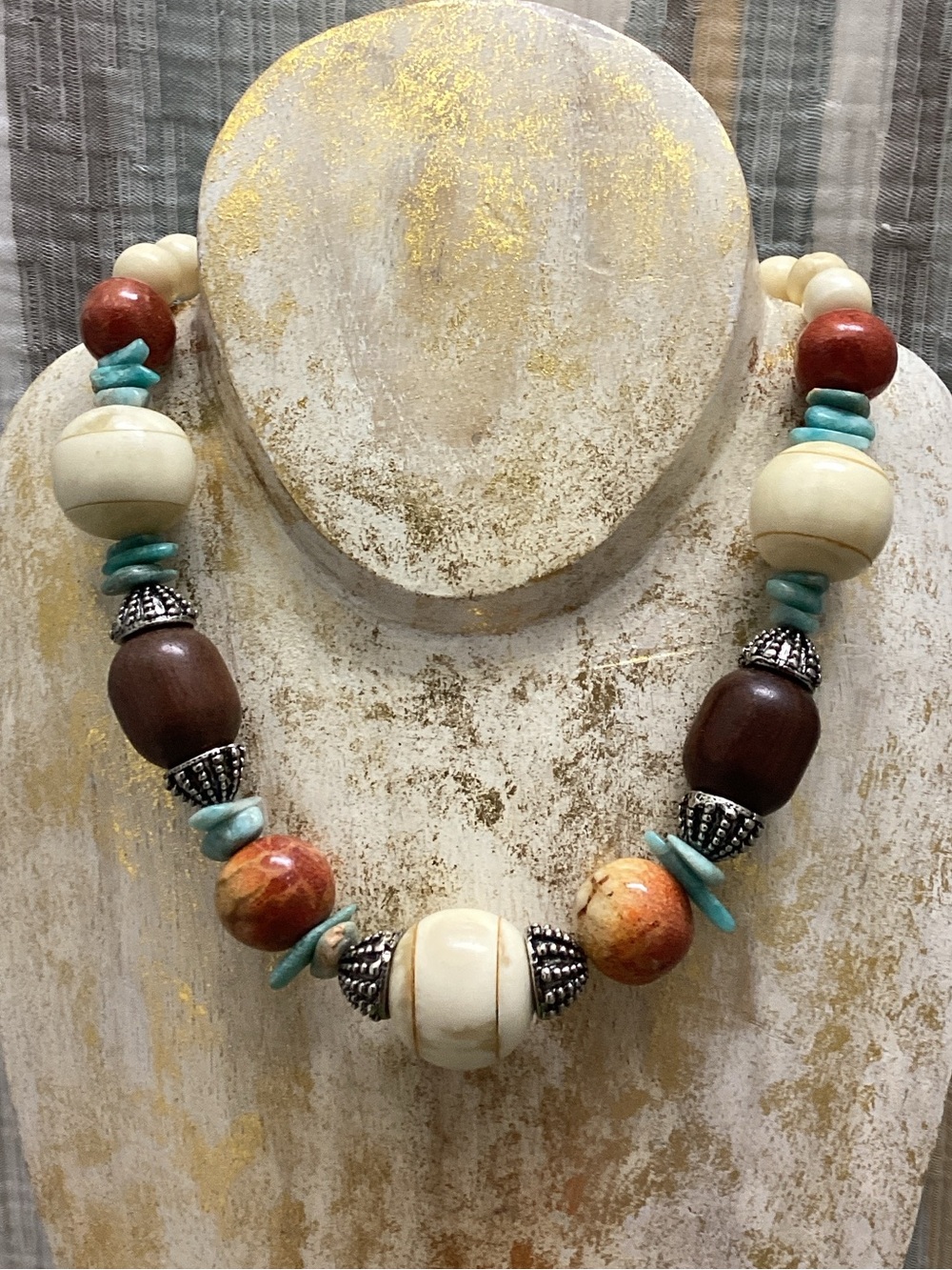 Les Bernard vintage eclectic statement necklace Ethnic Tribal Artisan crafted